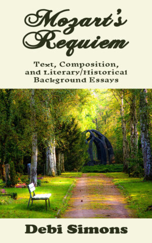 Cover of Mozart's Requiem with a picture of a brick path with grass and trees on either side